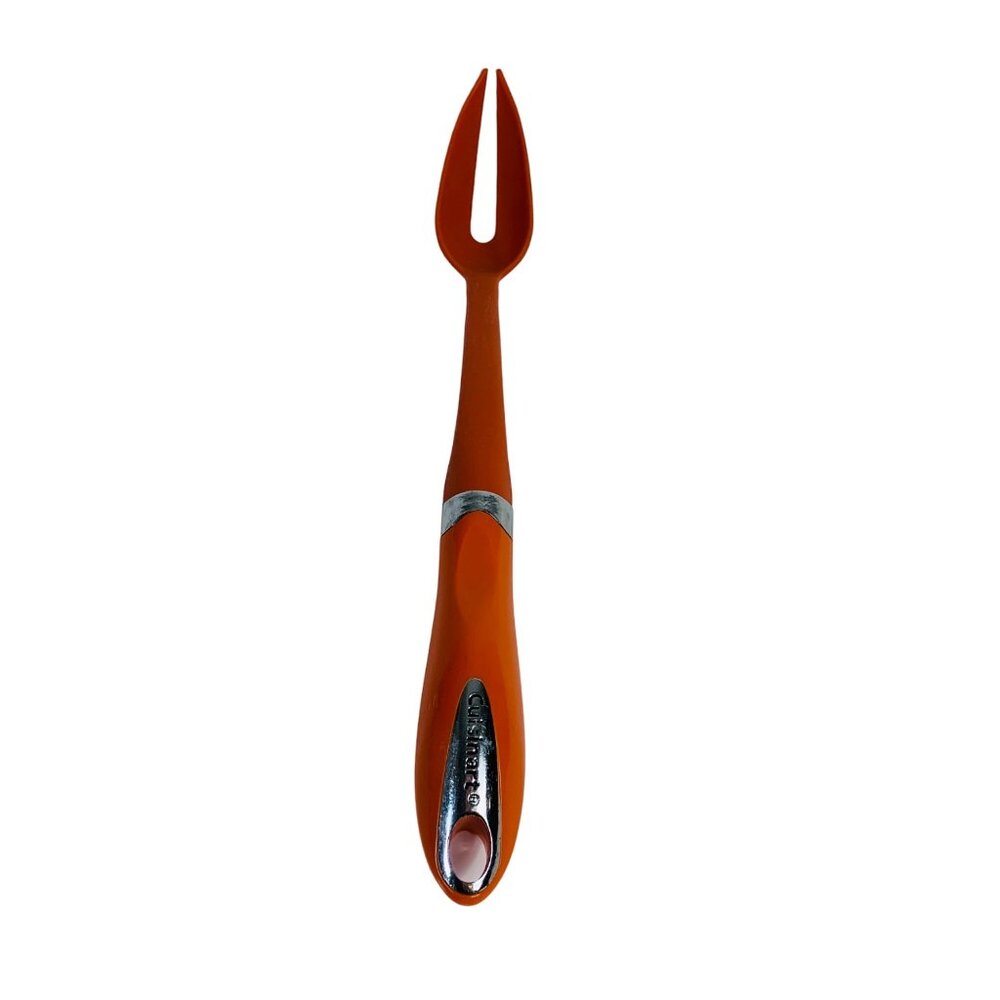 Cuisinart Retro 70s Orange Utensil Serving Meat Fork Spork VTG Kitchen Decor